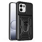 Σκληρή Πλάτη PC+TPU για OnePlus Nord CE6 5G (OEM) σε Μαύρο με Stand — συρόμενο κάλυμμα κάμερας & απορρόφηση κραδασμών για καθημερινή προστασία.