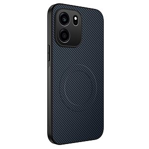 Σκληρή Πλάτη PC+TPU για OnePlus Nord CE6 5G (WANLONFENG) σε Μπλε — υφή carbon fiber, μαγνητικός δακτύλιος & αντιολισθητικό κράτημα.