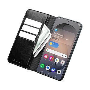 Θήκη Samsung Galaxy S26 FE 5G - QIALINO - Flip Πορτοφόλι από Αυθεντικό Δέρμα - Μαύρο - Stand — εικόνα 2