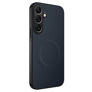 Σκληρή Πλάτη PC+TPU για Samsung Galaxy S26 FE 5G (WANLONFENG) σε Μπλε — υφή carbon, αντιολισθητικό κράτημα & ενσωματωμένος μαγνήτης.