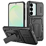 Σκληρή Πλάτη PC+TPU για Samsung Galaxy S26 FE / S25 FE (OEM) σε Μαύρο — συρόμενο κάλυμμα κάμερας & stand για hands-free προβολή.