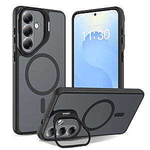 Σκληρή Πλάτη PC+TPU για Samsung Galaxy S26 FE 5G / S25 FE 5G (OEM) σε Μαύρο — stand-πλαίσιο κάμερας, μαγνήτες & προστασία από πτώσεις.
