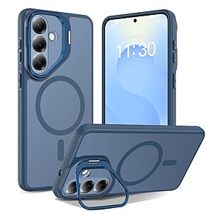 Σκληρή Πλάτη PC+TPU για Samsung Galaxy S26 FE / S25 FE (OEM) σε Μπλε με Stand — μαγνήτες, προστασία κάμερας & ενισχυμένες γωνίες κατά των πτώσεων.