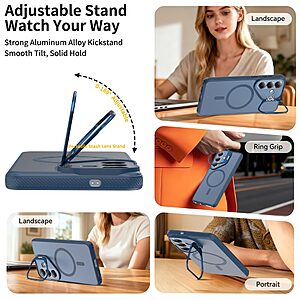 Θήκη Samsung Galaxy S26 FE 5G / S25 FE 5G - OEM - Σκληρή Πλάτη PC+TPU - Μπλε - Stand — εικόνα 2