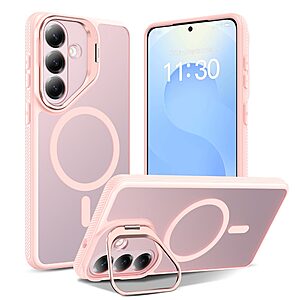 Σκληρή Πλάτη PC+TPU για Samsung Galaxy S26 FE / S25 FE (OEM) σε Ροζ — stand-πλαίσιο κάμερας, μαγνήτες & προστασία από πτώσεις.