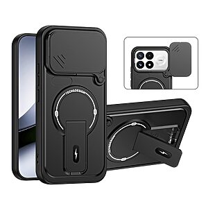 Σκληρή Πλάτη PC+TPU για Xiaomi Poco F9 Pro 5G (OEM) σε Μαύρο — συρόμενο κάλυμμα κάμερας, stand & ενισχυμένη προστασία από πτώσεις.