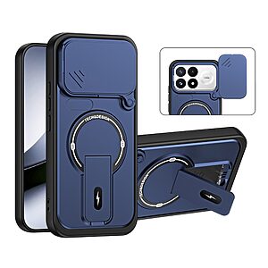 Σκληρή Πλάτη PC+TPU για Xiaomi Poco F9 Pro 5G (OEM) σε Μπλε με Stand — συρόμενο κάλυμμα κάμερας & ενισχυμένη προστασία από πτώσεις.