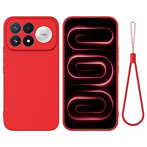 Πλάτη Σιλικόνης για Xiaomi Poco F9 Pro 5G (OEM) σε Κόκκινο με λουράκι — απαλή επένδυση & ανασηκωμένα χείλη για καθημερινή προστασία.