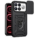 Σκληρή Πλάτη PC+TPU για Xiaomi Poco F9 Ultra 5G (OEM) σε Μαύρο — περιστρεφόμενο stand & συρόμενο κάλυμμα κάμερας για προστασία από πτώσεις.