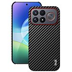 Πλάτη από Συνθετικό Δέρμα (PU) με PC για Xiaomi Poco F9 Ultra 5G (IMAK) σε Μαύρο — υφή carbon fiber, αντιδακτυλική επιφάνεια & προστασία κάμερας.