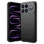 Πλάτη TPU για Xiaomi Poco F9 Ultra 5G (OEM) σε Μαύρο — υφή carbon fiber, αντιδακτυλική επιφάνεια & ανασηκωμένα χείλη για κάμερα και οθόνη.