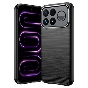 Πλάτη TPU για Xiaomi Poco F9 Ultra 5G (OEM) σε Μαύρο — υφή carbon fiber, αντιδακτυλική επιφάνεια & ανασηκωμένα χείλη για κάμερα και οθόνη.