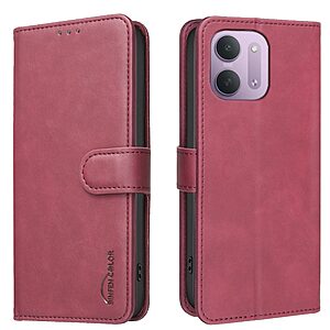 Flip Πορτοφόλι PU με TPU για Xiaomi Redmi 15C 4G (BINFEN COLOR) σε Κόκκινο — προστασία RFID, 3 θήκες καρτών & stand 3 γωνιών.