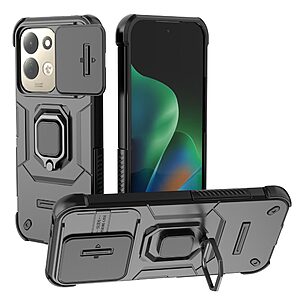 Σκληρή Πλάτη PC+TPU για Xiaomi Redmi 17 4G / 5G (OEM) σε Μαύρο — περιστρεφόμενο stand & συρόμενο κάλυμμα κάμερας για πλήρη προστασία.