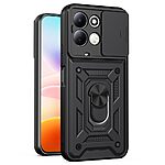 Σκληρή Πλάτη PC+TPU για Xiaomi Redmi 17 4G / 5G (OEM) σε Μαύρο με Stand — συρόμενο κάλυμμα κάμερας & απορρόφηση κραδασμών.