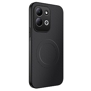 Σκληρή Πλάτη PC+TPU για Xiaomi Redmi 17 4G / 5G (WANLONFENG) σε Μαύρο — υφή carbon fiber, ενσωματωμένος μαγνήτης & αντιολισθητικό κράτημα.