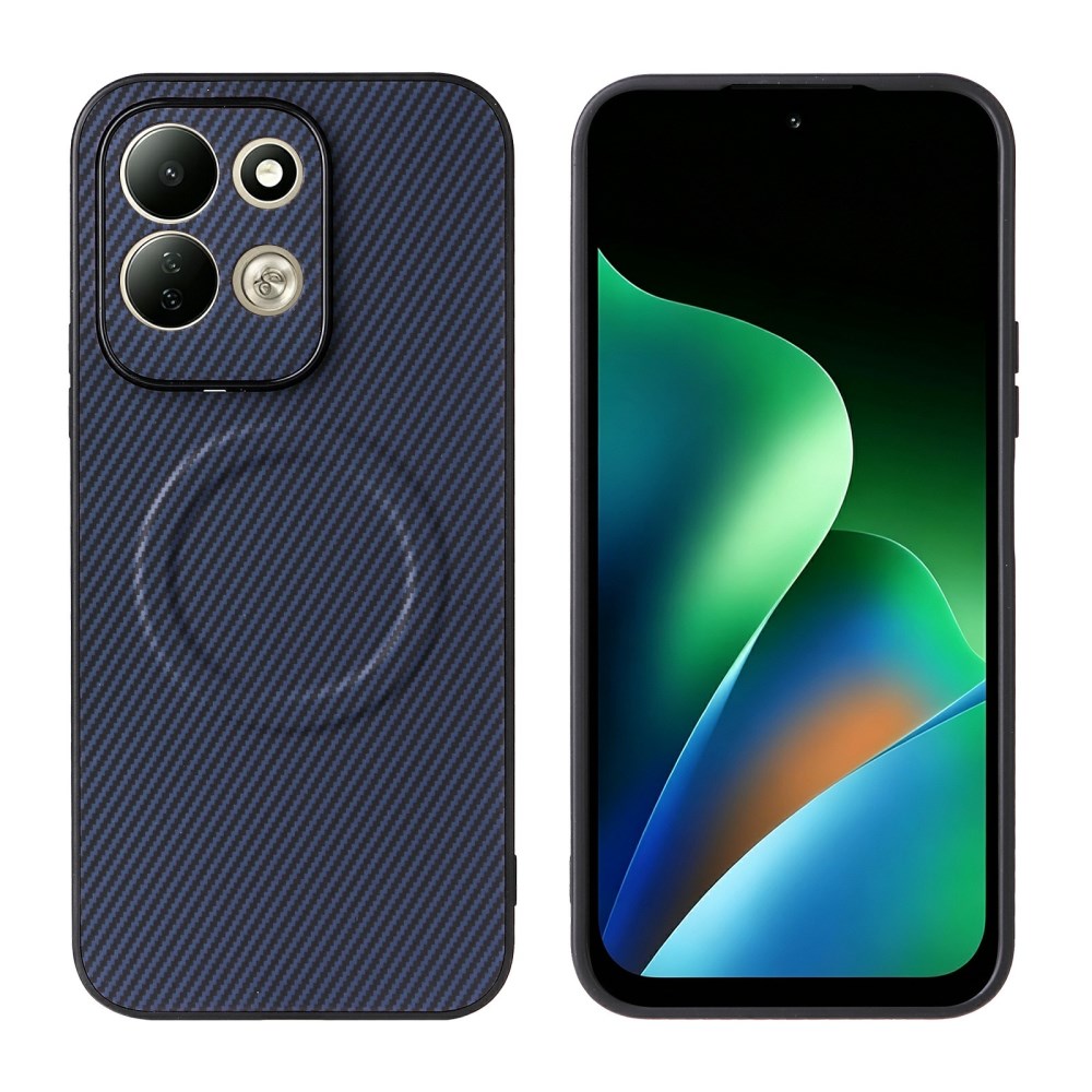 Θήκη Xiaomi Redmi 17 4G / 5G - OEM - Πλάτη από Συνθετικό Δέρμα (PU) με TPU - Μπλε Πλάτη από Συνθετικό Δέρμα (PU) με TPU για Xiaomi Redmi 17 4G / 5G (OEM) σε Μπλε — υφή carbon fiber & μεταλλική πλάκα για μαγνητική βάση αυτοκινήτου.