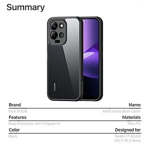 Θήκες Κινητών Xiaomi Mi A1 30 Θήκη Xiaomi Redmi 17 5G / 4G - DUX DUCIS Aimo Series - Σκληρή Πλάτη PC+TPU - Μαύρο — εικόνα 2