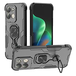 Σκληρή Πλάτη PC+TPU για Xiaomi Redmi 17 5G / 4G (OEM) σε Μαύρο — περιστρεφόμενο stand 360° & αερόσακοι γωνιών για προστασία από πτώσεις.