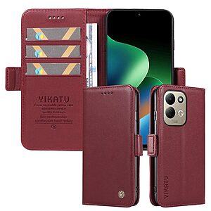 Θήκη Xiaomi Redmi 17 5G / 4G - YIKATU YK-003 - Flip Πορτοφόλι από Συνθετικό Δέρμα (PU) με TPU - Βαθύ κόκκινο - Stand — εικόνα 2