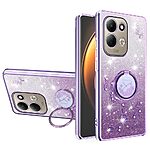 Πλάτη TPU για Xiaomi Redmi 17 5G / 4G (KADEM) σε Μωβ με Stand δαχτυλίδι — glitter σχέδιο με λουλούδια & ευέλικτη καθημερινή προστασία.