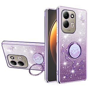 Πλάτη TPU για Xiaomi Redmi 17 5G / 4G (KADEM) σε Μωβ με Stand δαχτυλίδι — glitter σχέδιο με λουλούδια & ευέλικτη καθημερινή προστασία.