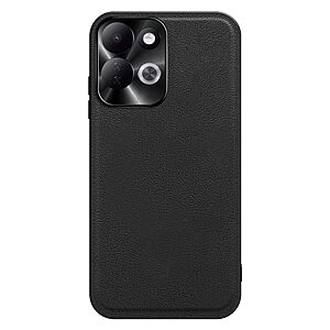 Πλάτη από Συνθετικό Δέρμα (PU) με TPU για Xiaomi Redmi 17 5G (OEM) σε Μαύρο — μεταλλικό πλαίσιο κάμερας & airbag γωνίες για προστασία από πτώσεις.