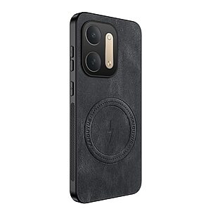 Σκληρή Πλάτη PC+TPU για Xiaomi Redmi 17C 5G (WANLONFENG) σε Μαύρο — υφή Nappa, αντιολισθητικό κράτημα & μαγνητικός δακτύλιος για αξεσουάρ.