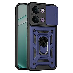 Σκληρή Πλάτη PC+TPU για Xiaomi Redmi 17C 5G (OEM) σε Μπλε με Stand — συρόμενο κάλυμμα κάμερας & προστασία από πτώσεις.