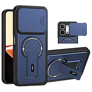 Σκληρή Πλάτη PC+TPU για Xiaomi Redmi 17C 5G (OEM) σε Μπλε με Stand — συρόμενο κάλυμμα κάμερας & ενισχυμένη προστασία από πτώσεις.
