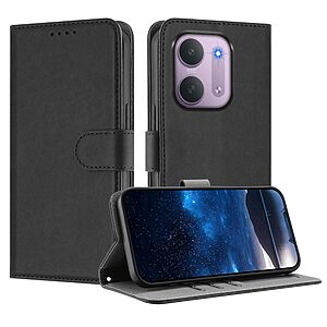 Flip Πορτοφόλι από Συνθετικό Δέρμα (PU) με TPU για Xiaomi Redmi 17C 5G (OEM) σε Μαύρο — θήκες καρτών, stand & μαγνητικό κλείσιμο.