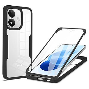 Σκληρή Πλάτη PC+TPU για Xiaomi Redmi Note 17 4G / 5G (OEM) σε Μαύρο — προστασία 360° με ενσωματωμένο PET προστατευτικό οθόνης.