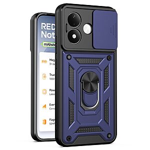 Σκληρή Πλάτη PC+TPU για Xiaomi Redmi Note 17 4G / 5G (OEM) σε Μπλε — περιστρεφόμενο stand & συρόμενο κάλυμμα κάμερας για πλήρη προστασία.