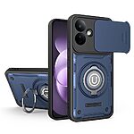 Σκληρή Πλάτη PC+TPU για Xiaomi Redmi Note 17 4G / 5G (OEM) σε Σκούρο Μπλε — συρόμενο κάλυμμα κάμερας & δαχτυλίδι-stand για άνετη χρήση.