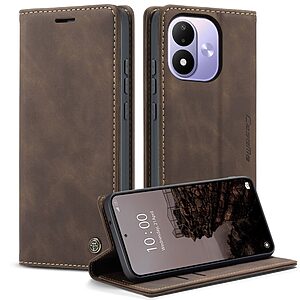 Flip Πορτοφόλι PU με TPU για Xiaomi Redmi Note 17 4G / 5G (CASEME) σε Καφέ — 2 θήκες καρτών, stand & μαγνητικό κλείσιμο.