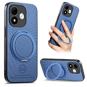 Πλάτη από Συνθετικό Δέρμα (PU) με TPU για Xiaomi Redmi Note 17 4G / 5G (OEM) σε Μπλε — περιστρεφόμενο stand 360° & απορρόφηση κραδασμών.