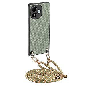 Πλάτη από Συνθετικό Δέρμα (PU) με TPU για Xiaomi Redmi Note 17 4G / 5G (OEM) σε Πράσινο — υφή carbon fiber & αποσπώμενο λουράκι 1.2m για hands-free μεταφορά.