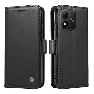 Flip Πορτοφόλι από Συνθετικό Δέρμα (PU) για Xiaomi Redmi Note 17 4G (YIKATU) σε Μαύρο — 3 θήκες καρτών, θήκη χαρτονομισμάτων & βάση στήριξης.
