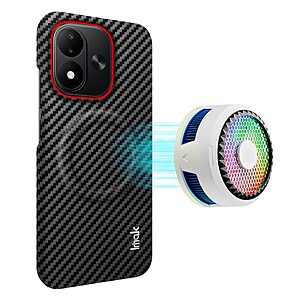 Πλάτη από Συνθετικό Δέρμα (PU) με PC για Xiaomi Redmi Note 17 5G / 4G (IMAK) σε Μαύρο — μαγνητικός δακτύλιος & υφή carbon fiber για προστασία.