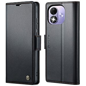Flip Πορτοφόλι για Xiaomi Redmi Note 17 5G / 4G (CASEME) σε Μαύρο — 3 θήκες καρτών, προστασία RFID & βάση στήριξης για hands-free προβολή.