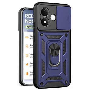 Σκληρή Πλάτη PC+TPU για Xiaomi Redmi Note 17 Pro 5G (OEM) σε Μπλε — περιστρεφόμενο stand & συρόμενο κάλυμμα κάμερας για πλήρη προστασία.