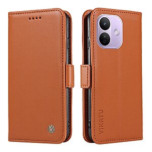 Flip Πορτοφόλι για Xiaomi Redmi Note 17 Pro 5G (YIKATU) σε Καφέ — 3 θήκες καρτών, θήκη χαρτονομισμάτων & stand για hands-free προβολή.
