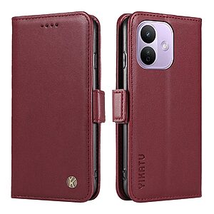 Flip Πορτοφόλι για Xiaomi Redmi Note 17 Pro 5G (YIKATU) σε Βαθύ κόκκινο — 3 θήκες καρτών, θήκη χαρτονομισμάτων & stand για hands-free χρήση.