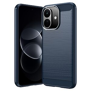Πλάτη TPU για Xiaomi Redmi Note 17 Pro 5G (OEM) σε Μπλε — υφή carbon fiber, ανθεκτική στα δαχτυλικά αποτυπώματα & ανασηκωμένα χείλη για προστασία.