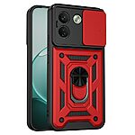 Σκληρή Πλάτη PC+TPU για Xiaomi Redmi Note 17 Pro Max 5G (OEM) σε Κόκκινο — περιστρεφόμενο stand & συρόμενο κάλυμμα κάμερας για προστασία.