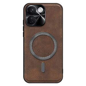 Πλάτη από Συνθετικό Δέρμα (PU) με TPU για Xiaomi Redmi Note 17 Pro Max 5G (OEM) σε Καφέ — μεταλλικό πλαίσιο κάμερας & απορρόφηση κραδασμών.