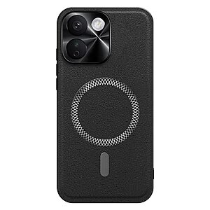 Πλάτη από Συνθετικό Δέρμα (PU) με TPU για Xiaomi Redmi Note 17 Pro Max 5G (OEM) σε Μαύρο — μεταλλικό πλαίσιο κάμερας & airbag γωνίες κατά των πτώσεων.