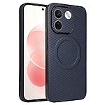 Πλάτη από Συνθετικό Δέρμα (PU) με TPU για Xiaomi Redmi Note 17 Pro Max 5G (OEM) σε Μπλε — υφή carbon & μεταλλικός δακτύλιος για μαγνητική βάση αυτοκινήτου.